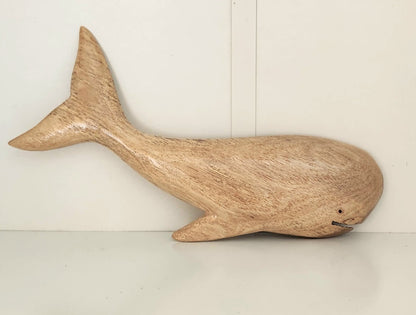 Hand Carved Whale Wall Hanging -  From Local Burau Wood - Small