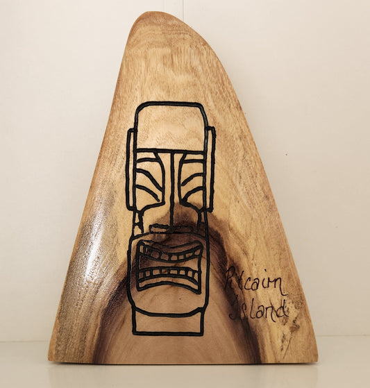 Hand Carved Free Standing Moai Etching
