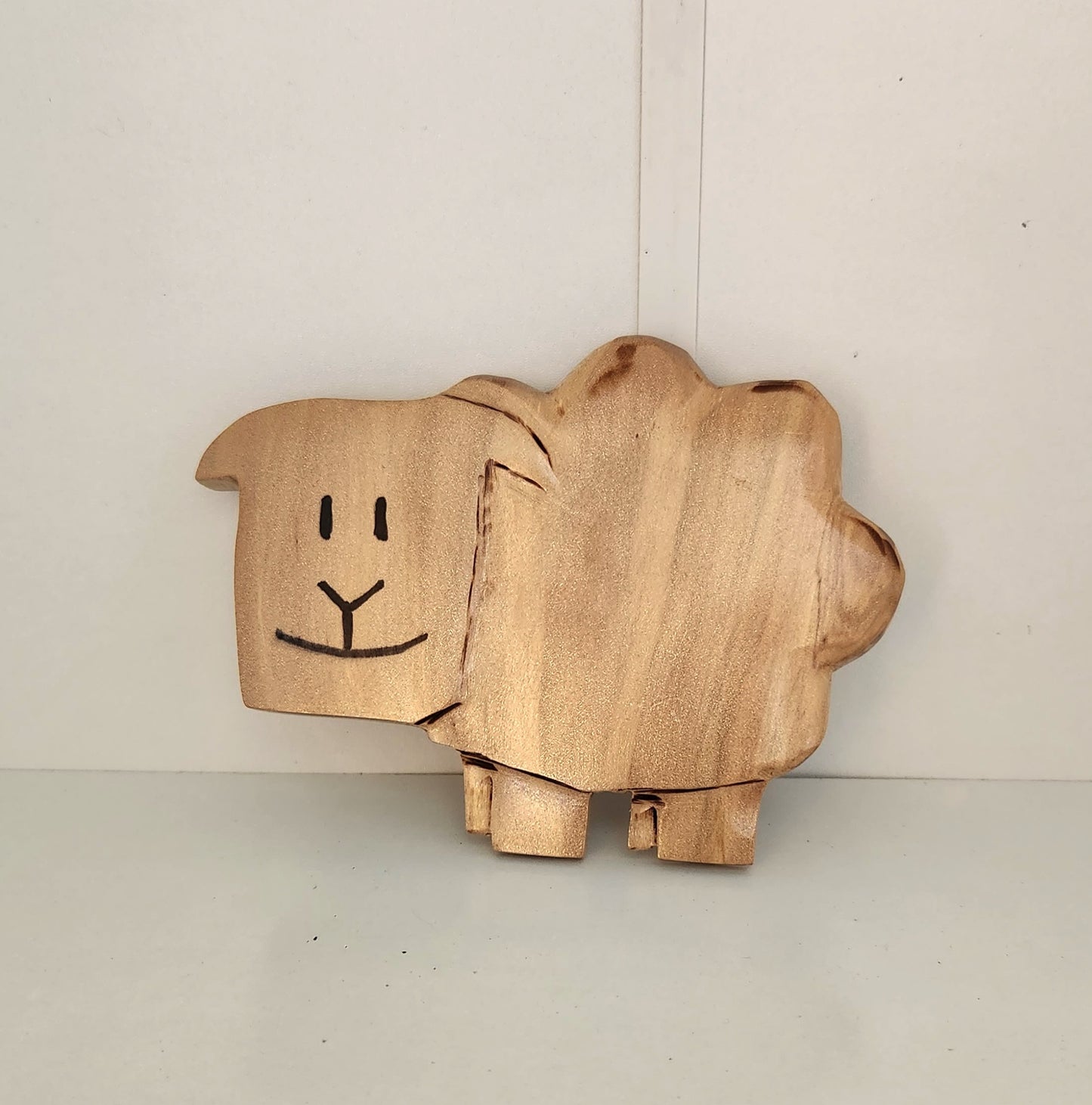 Hand Carved Sheep Wall Hanging from local Burau wood - Small