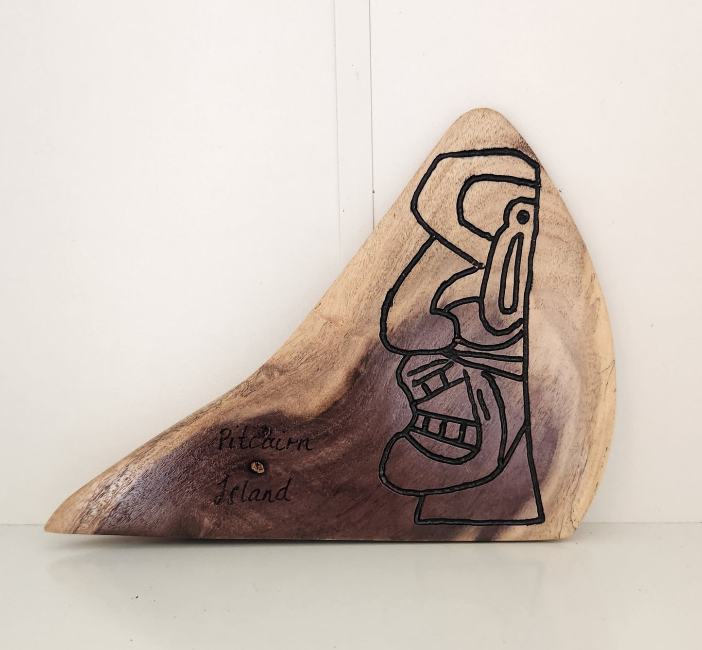 Hand Carved & Etched Free Standing Moai from Local Miro Wood