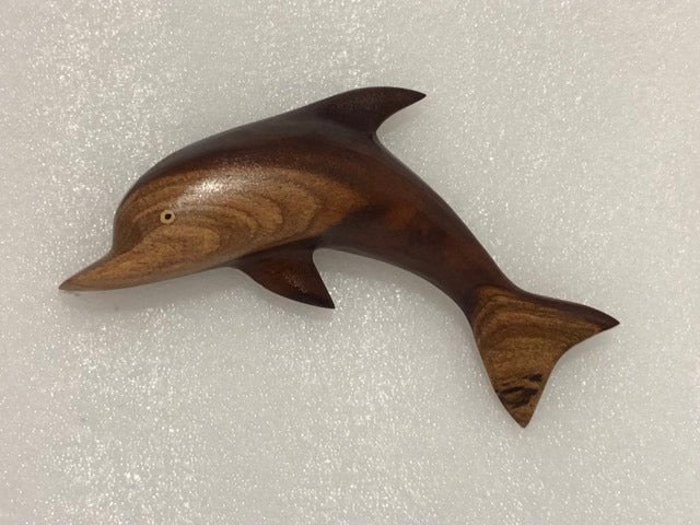 Hand Carved Dolphin Wall Hanging from Local Miro Wood - Small