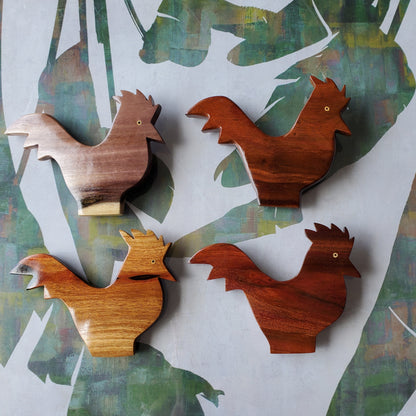 Hand carved Rooster Wall Hanging from local Miro, Burau or Tau Wood