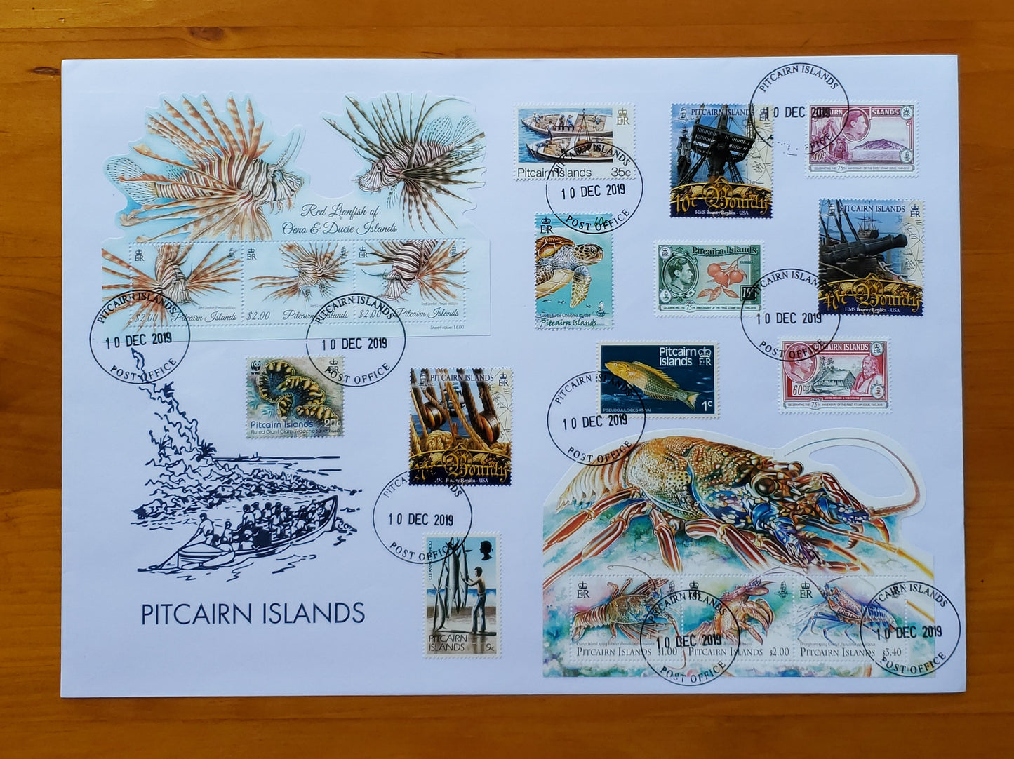 Pitcairn Islands Marine Reserve Stamp Issues  - Crayfish and Lionfish