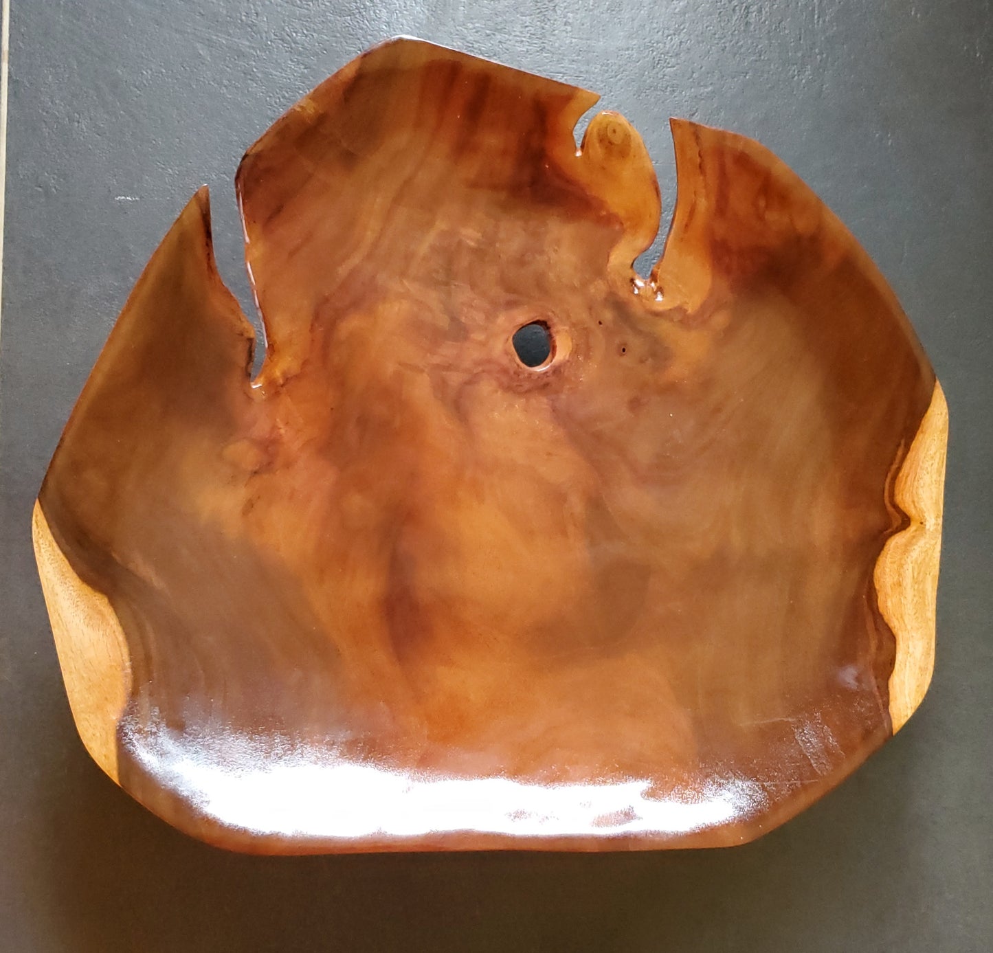 Hand Carved Serving Platter Abstract Monsteria Leaf - from Local Miro Wood Extra Large