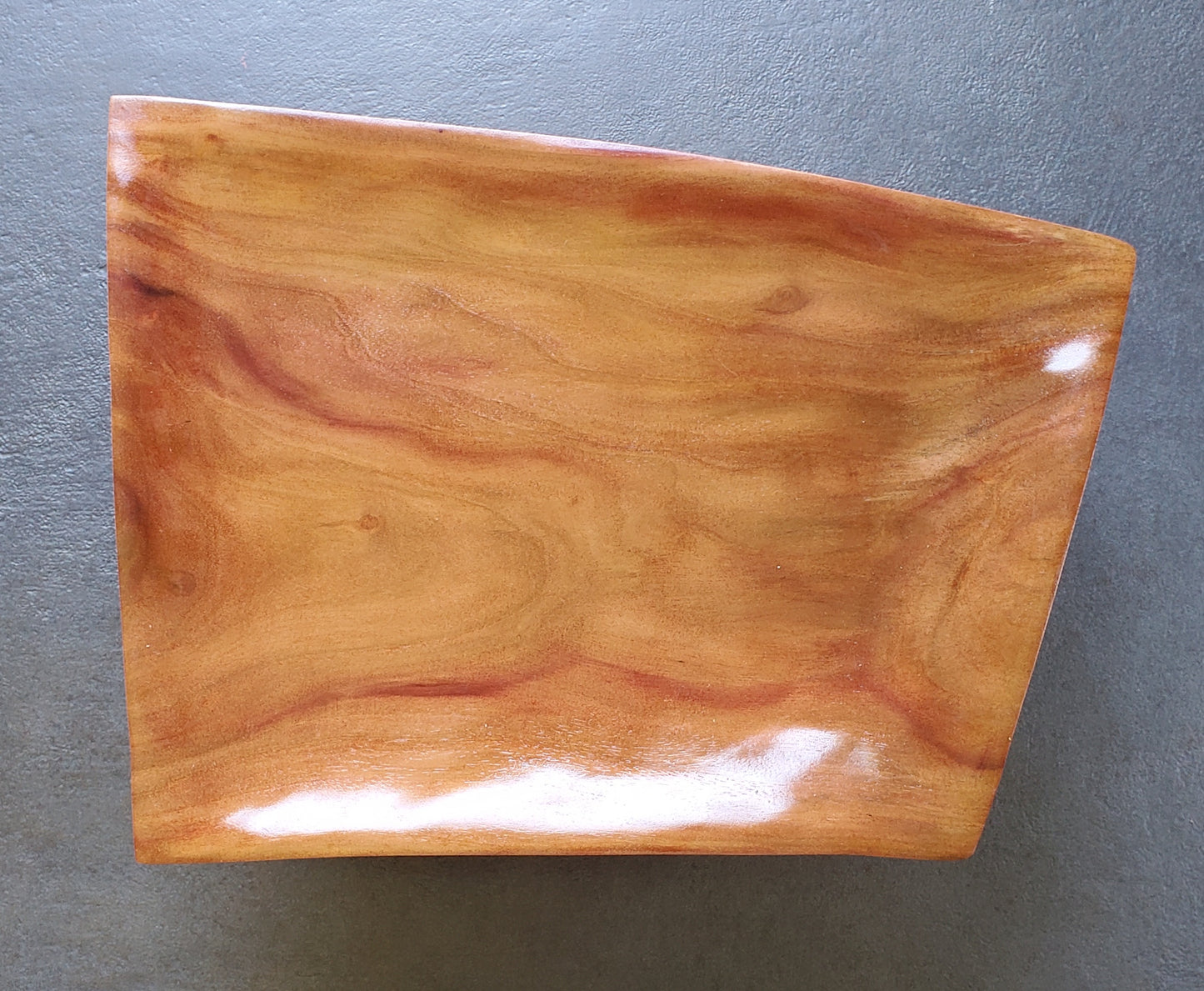 Hand Carved Serving Platter Geometric Shape from Local MIro Wood - Medium