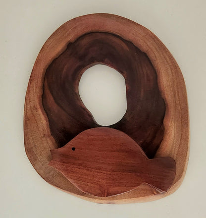 Hand Carved Wall Hanging Branch Circle with Turtle  - from Local Miro Wood