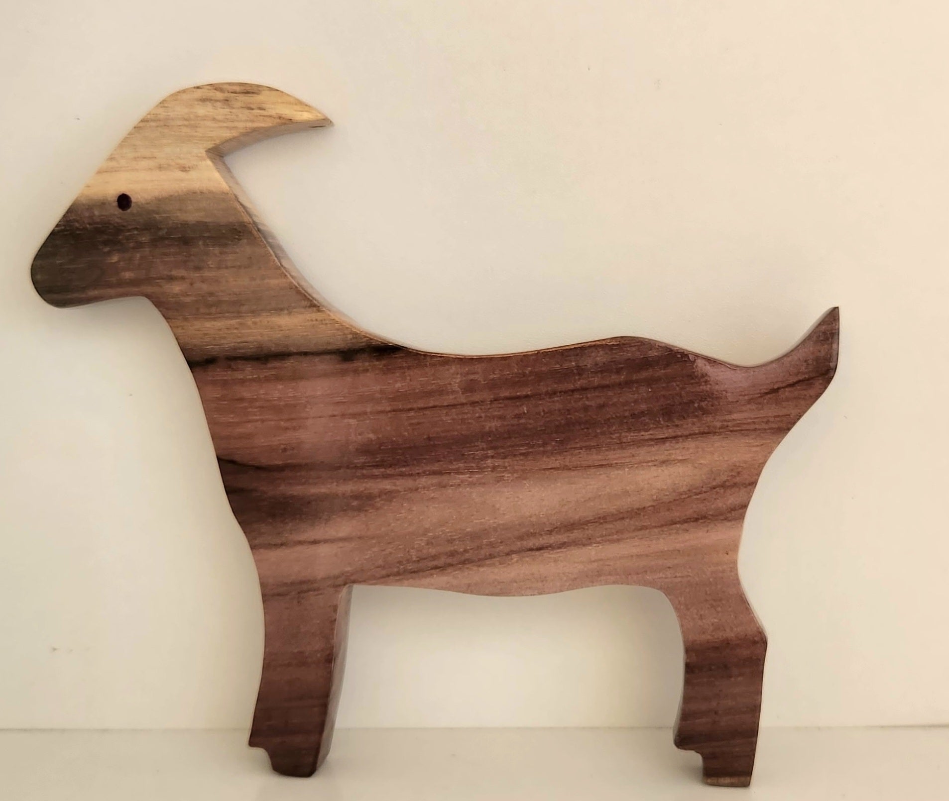 Hand Carved Goat Wall Hanging - from Local Burau wood