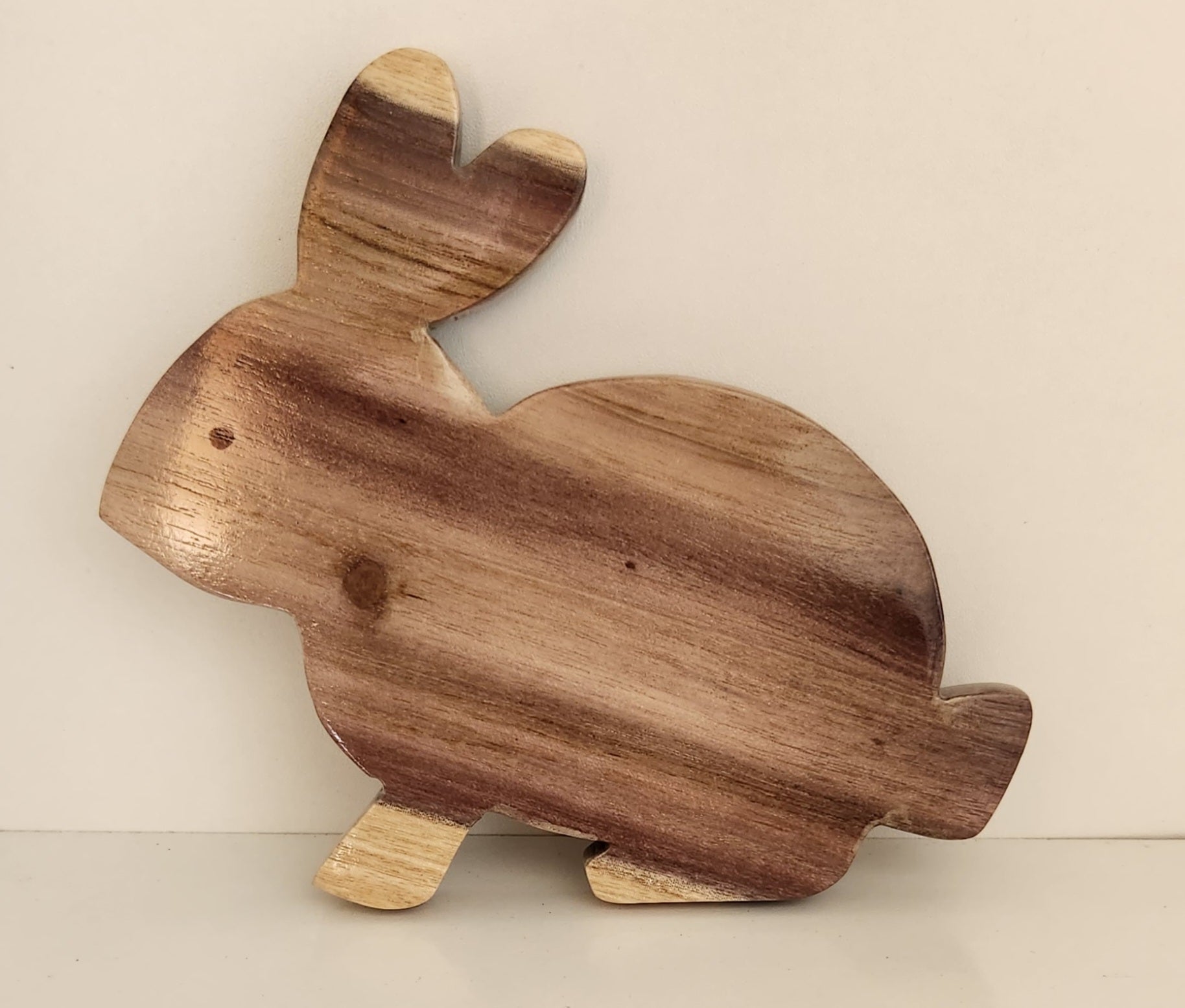 Hand Carved Bouncy Bunny Wall Hanging - Pale Burau or Red Miro