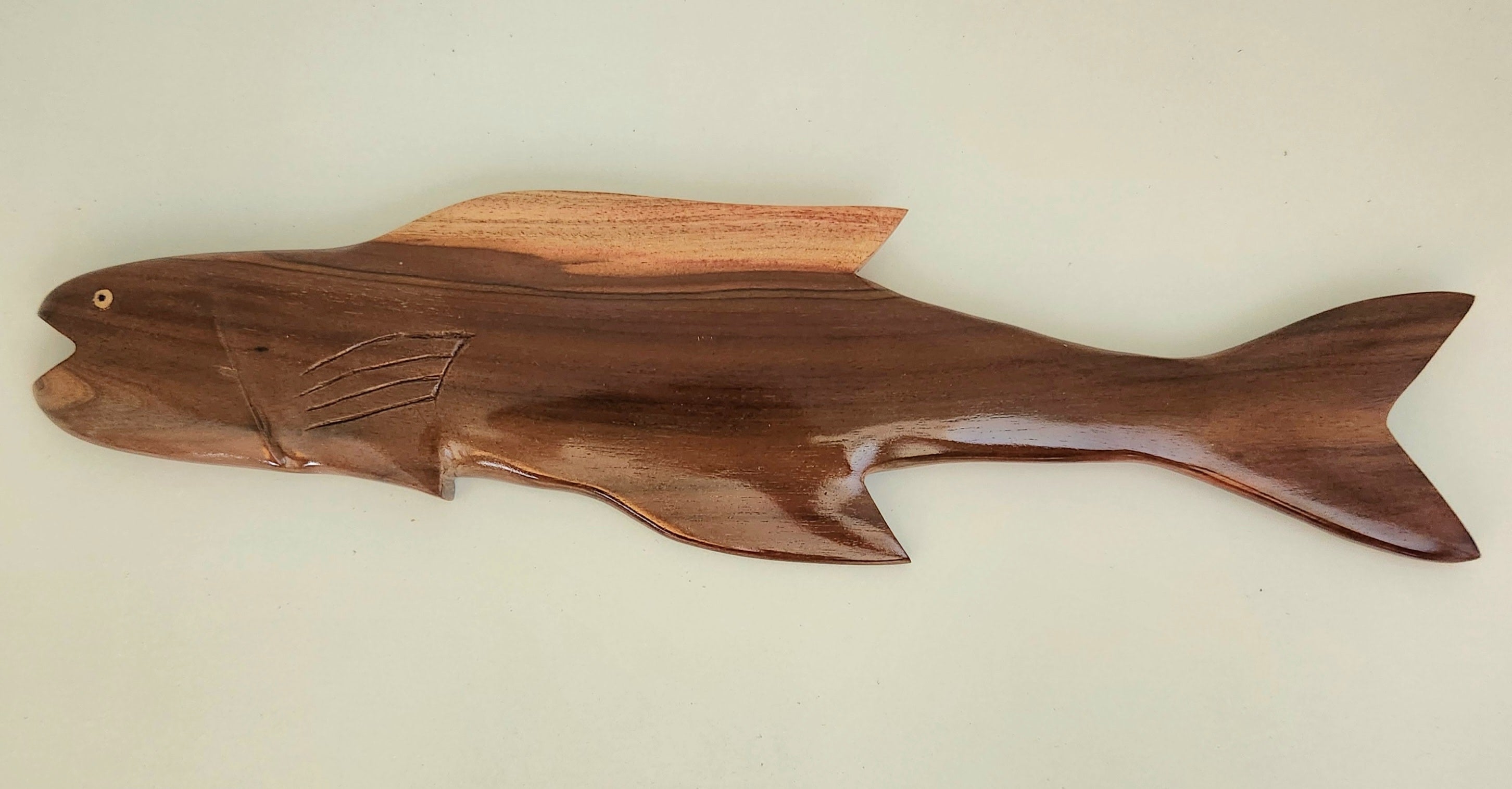 Hand Carved Flying Fish Wall Hanging - in Dark Tau or Red Miro wood - Large