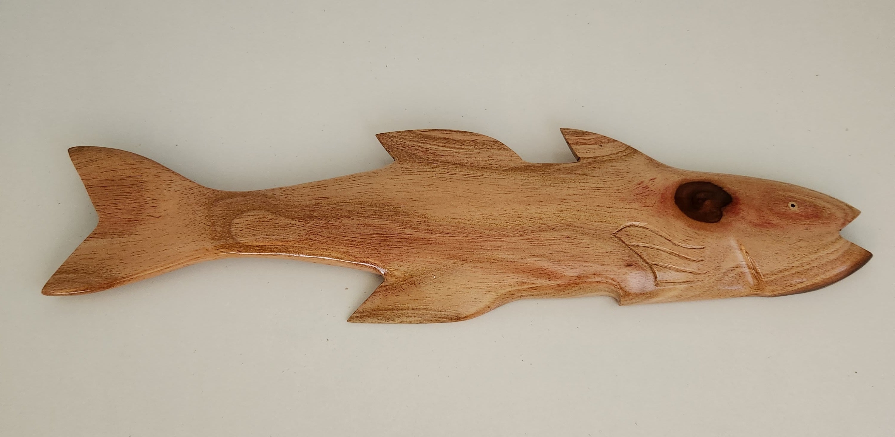 Hand Carved Flying Fish Wall Hanging - in Dark Tau or Red Miro wood - Large