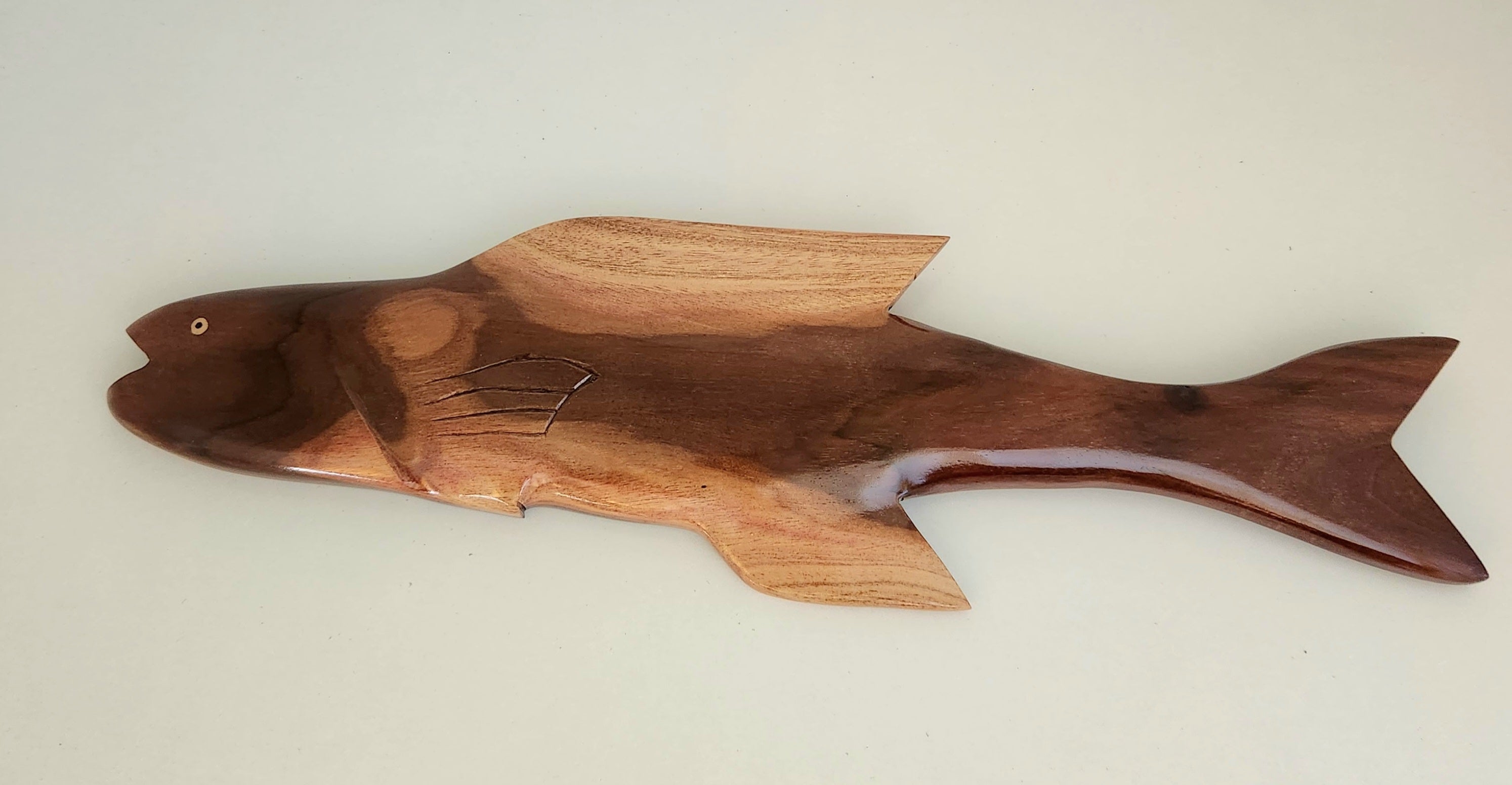 Hand Carved Flying Fish Wall Hanging - in Dark Tau or Red Miro wood - Large