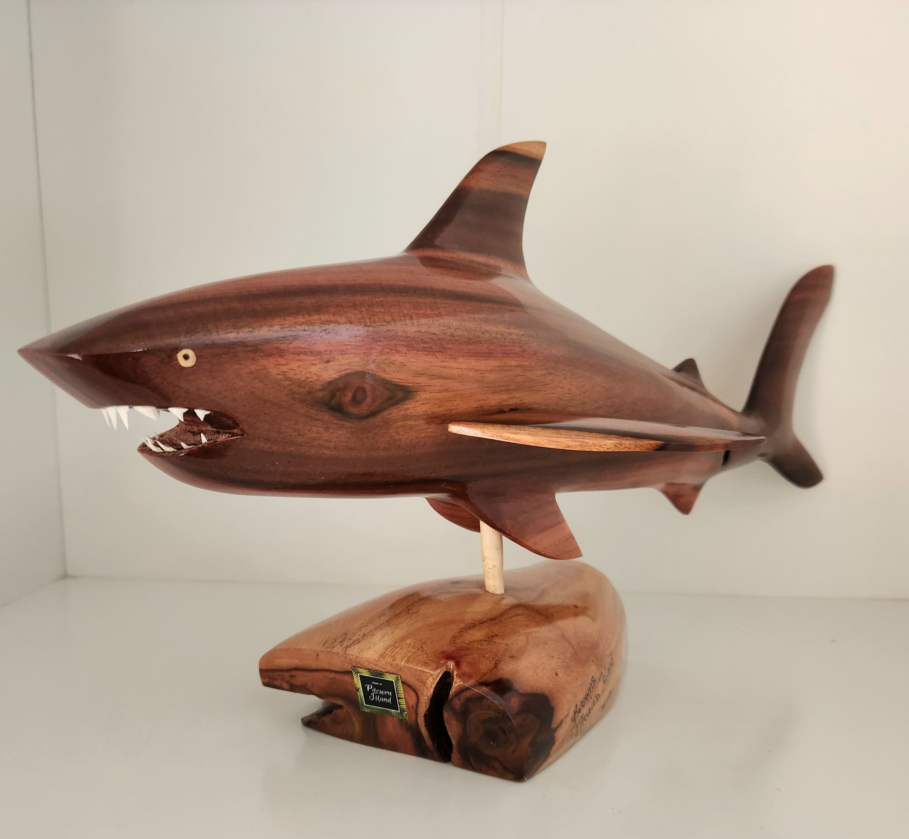 Hand Carved Whole Shark from Local Miro wood  - Large