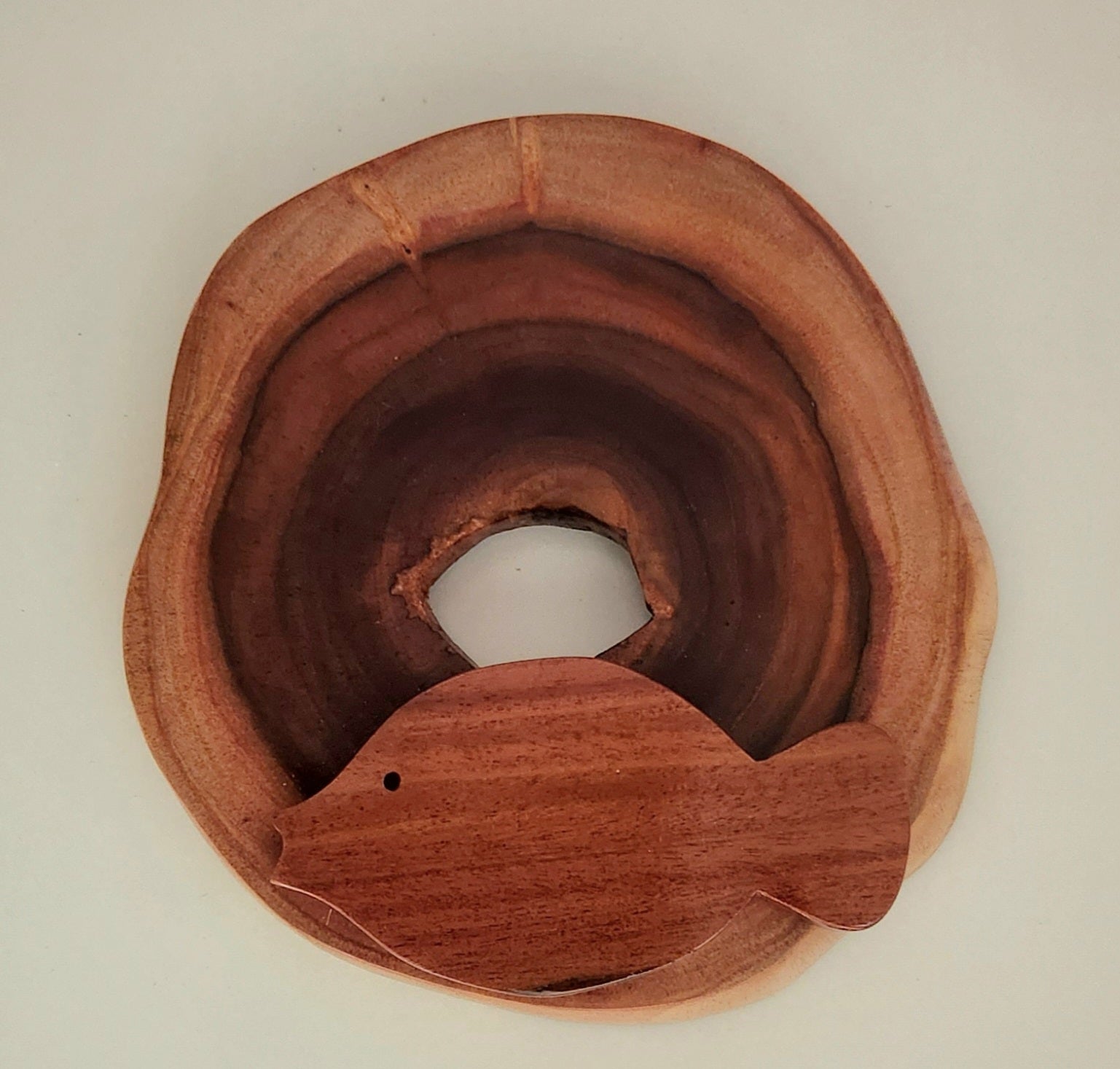 Hand Carved Wall Hanging Branch Circle with Fish - from Local Miro Wood