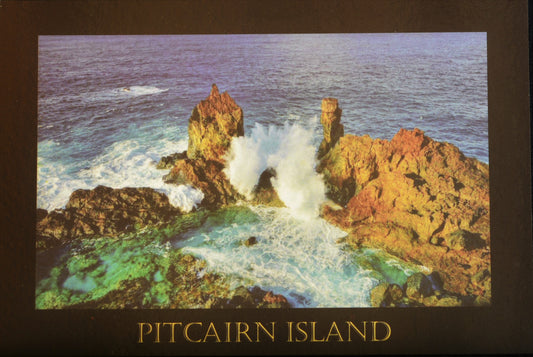 Carte postale de l'île Pitcairn - La piscine de St Paul estampillée
