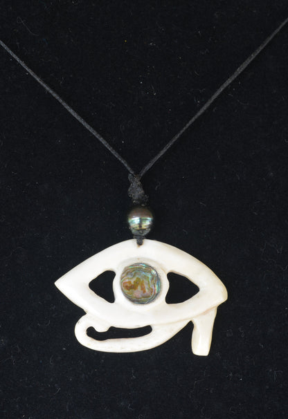 Hand carved bone necklace with Tahitian pearl