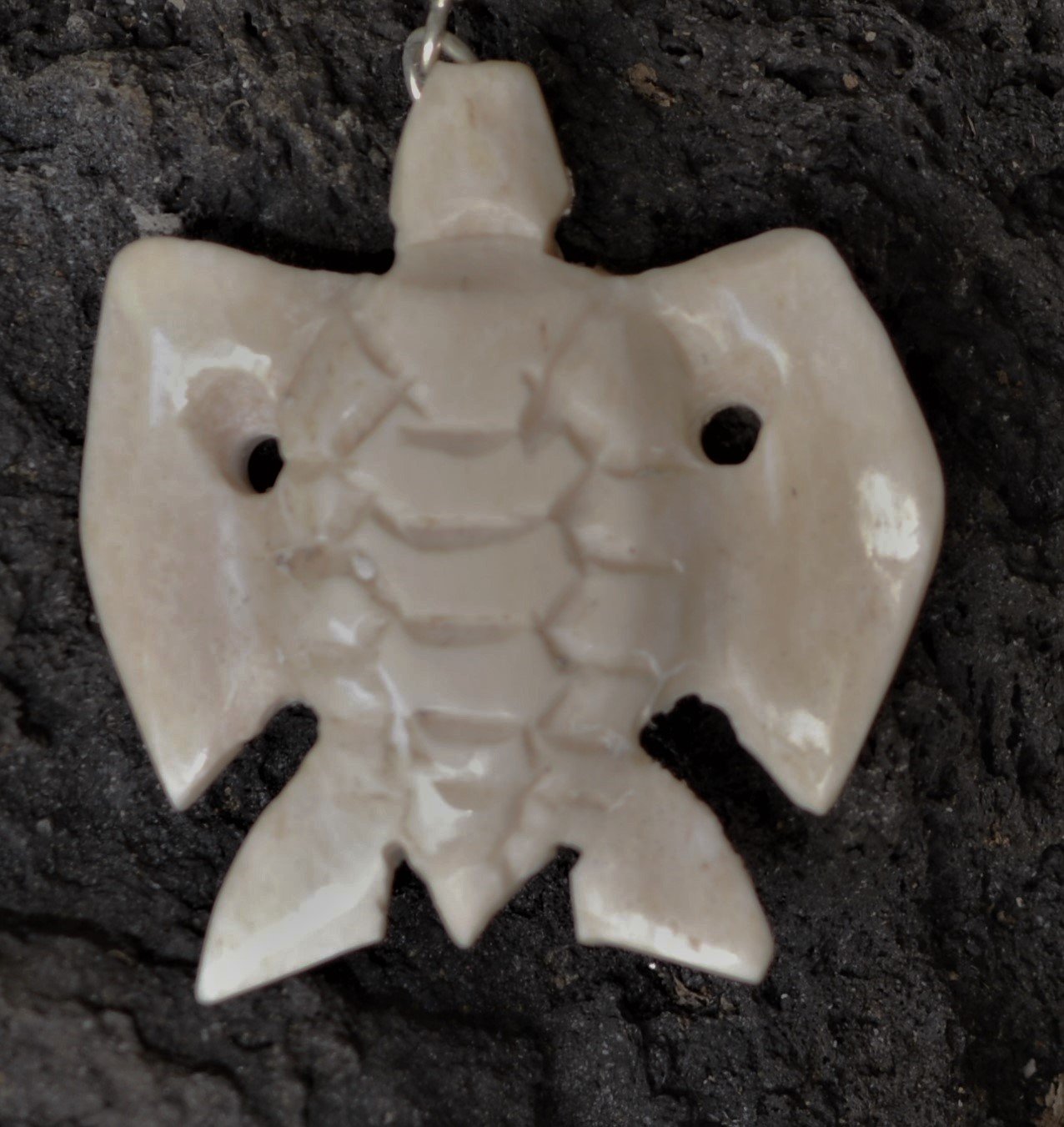 Hand carved bone turtle necklace