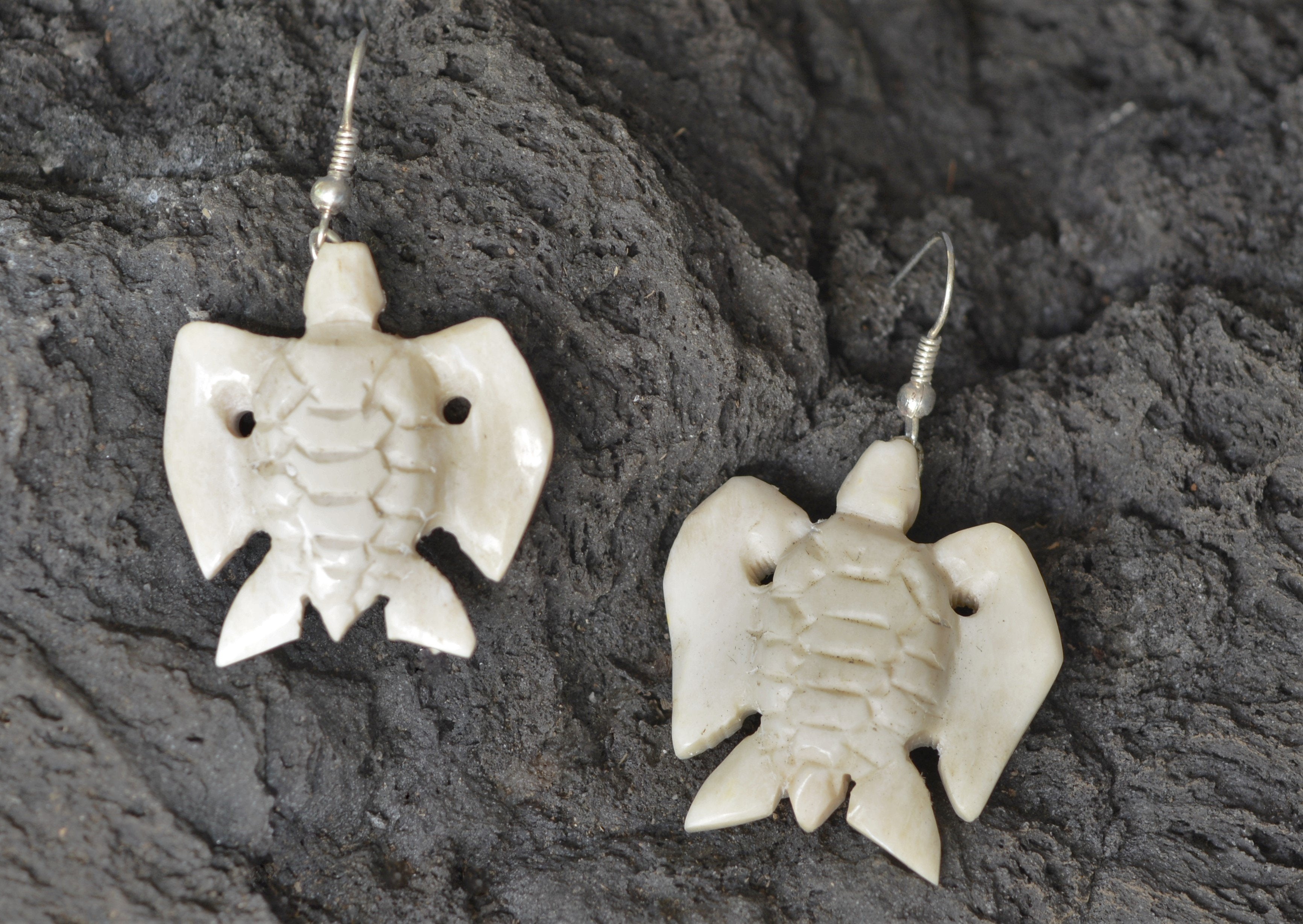 Hand carved bone earrings 