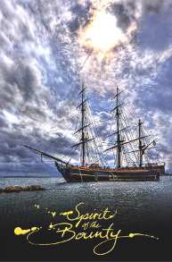 Spirit of the Bounty Postcard - HMAV Bounty with Furled Sails