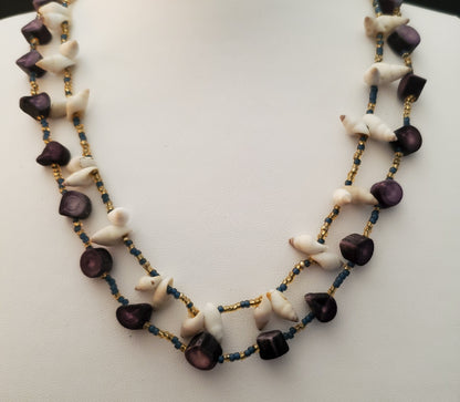 Hand made 2 Strand Necklace - Hand-cut Fetuei beads and Cone Shells