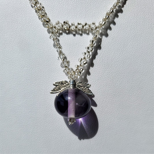 Handgjorda Purple Heart återvunnet glas halsband