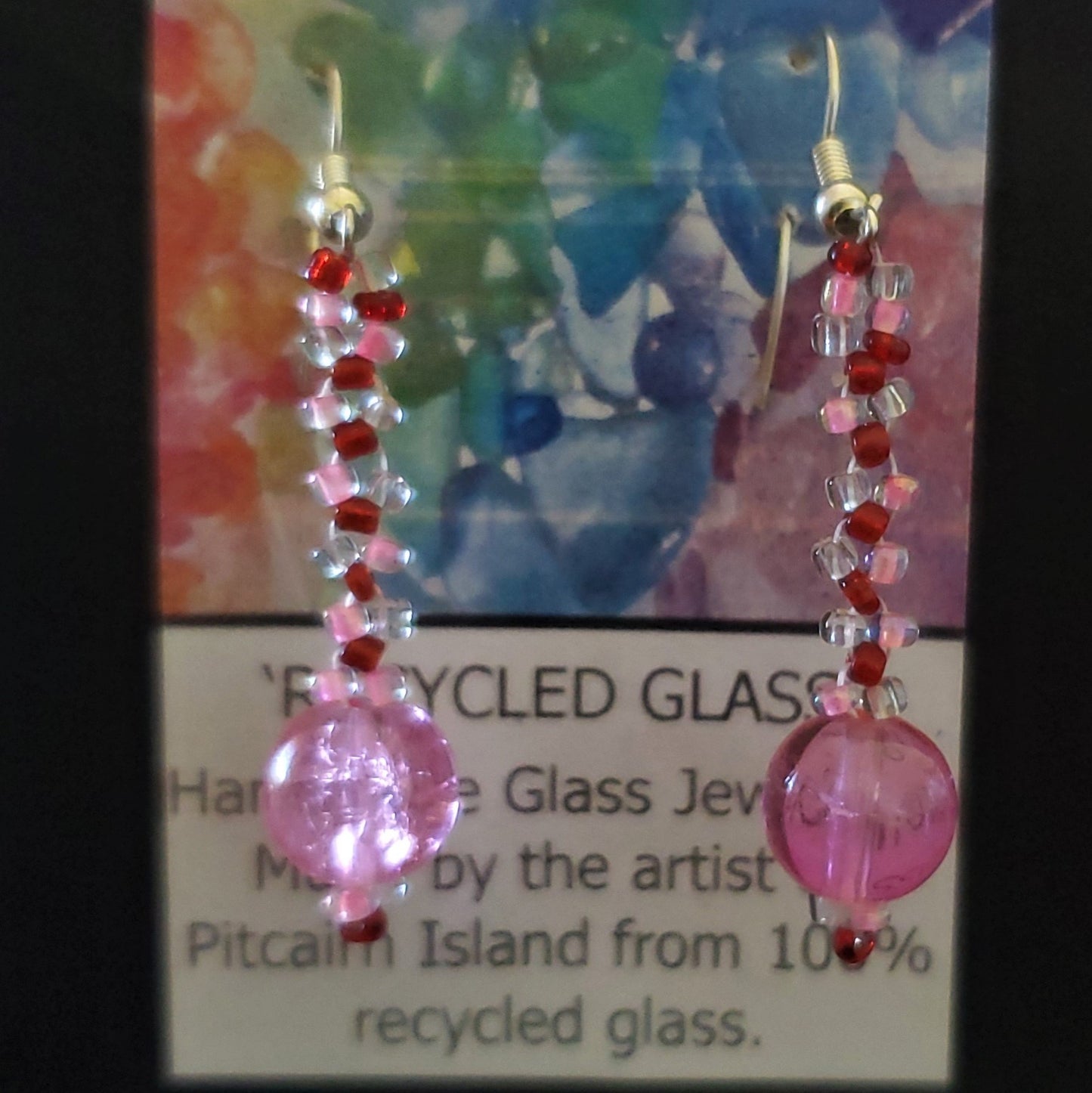 Pretty in Pink - 2 Pairs of Handmade Recycled Glass beaded Earrings for the price of 1!!