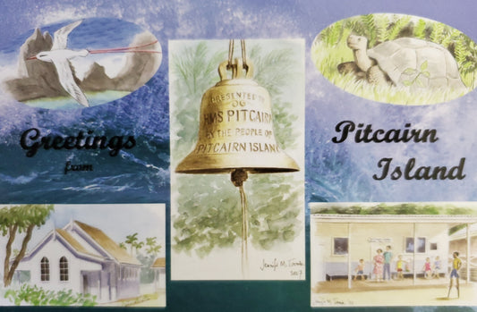 Postal de la isla Pitcairn - Acuarelas de Jennifer M Tombs