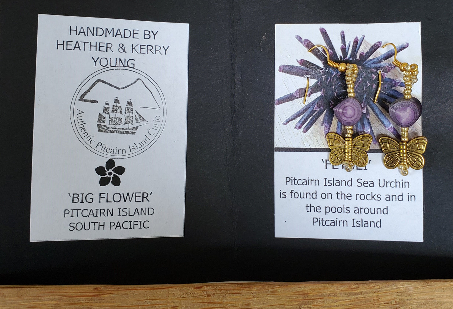 Handmade Sea Urchin Spike, Beads & Butterfly Earrings