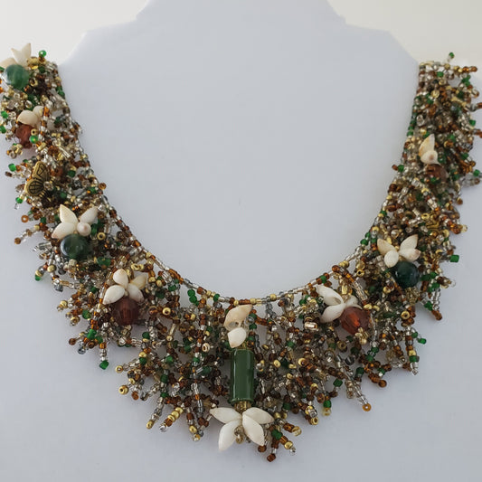Handmade Coral Form Necklace - Recycled Glass & Bounty Bay Shells
