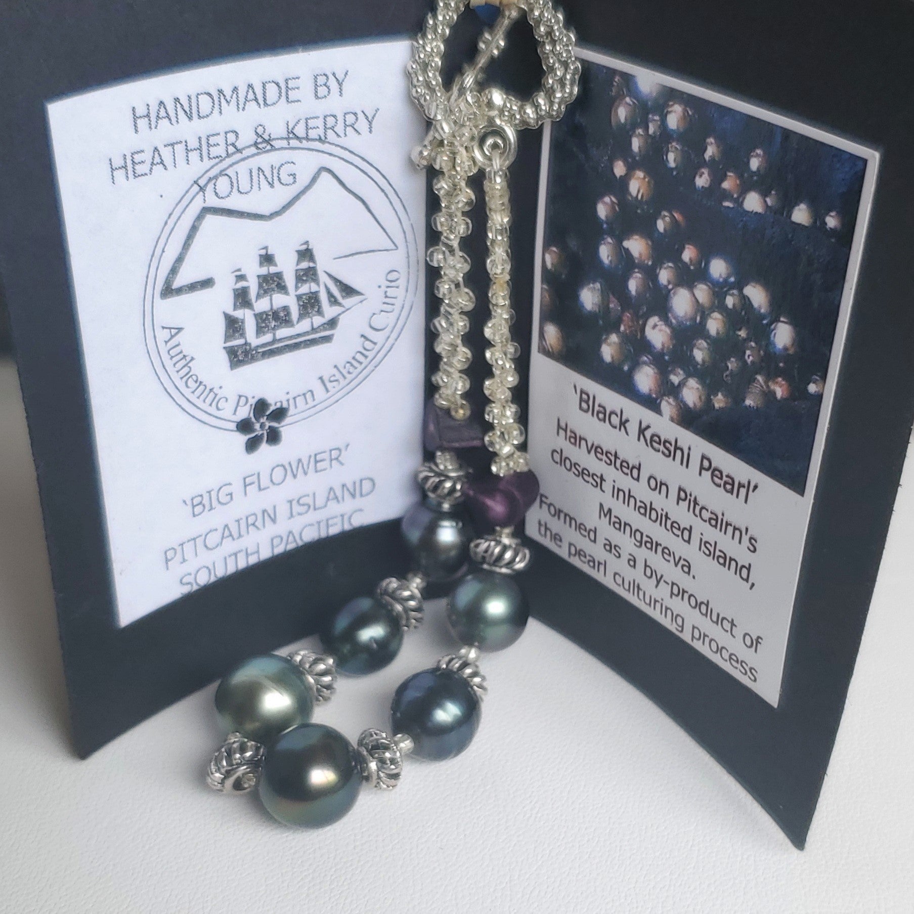 Handmade Tahitian Black Pearl & Pitkern Sea Urchin Bracelet