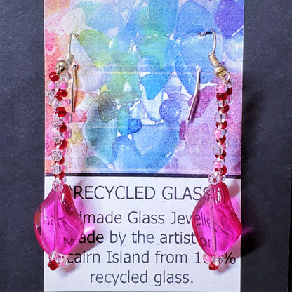 Pretty in Pink - 2 Pairs of Handmade Recycled Glass beaded Earrings for the price of 1!!