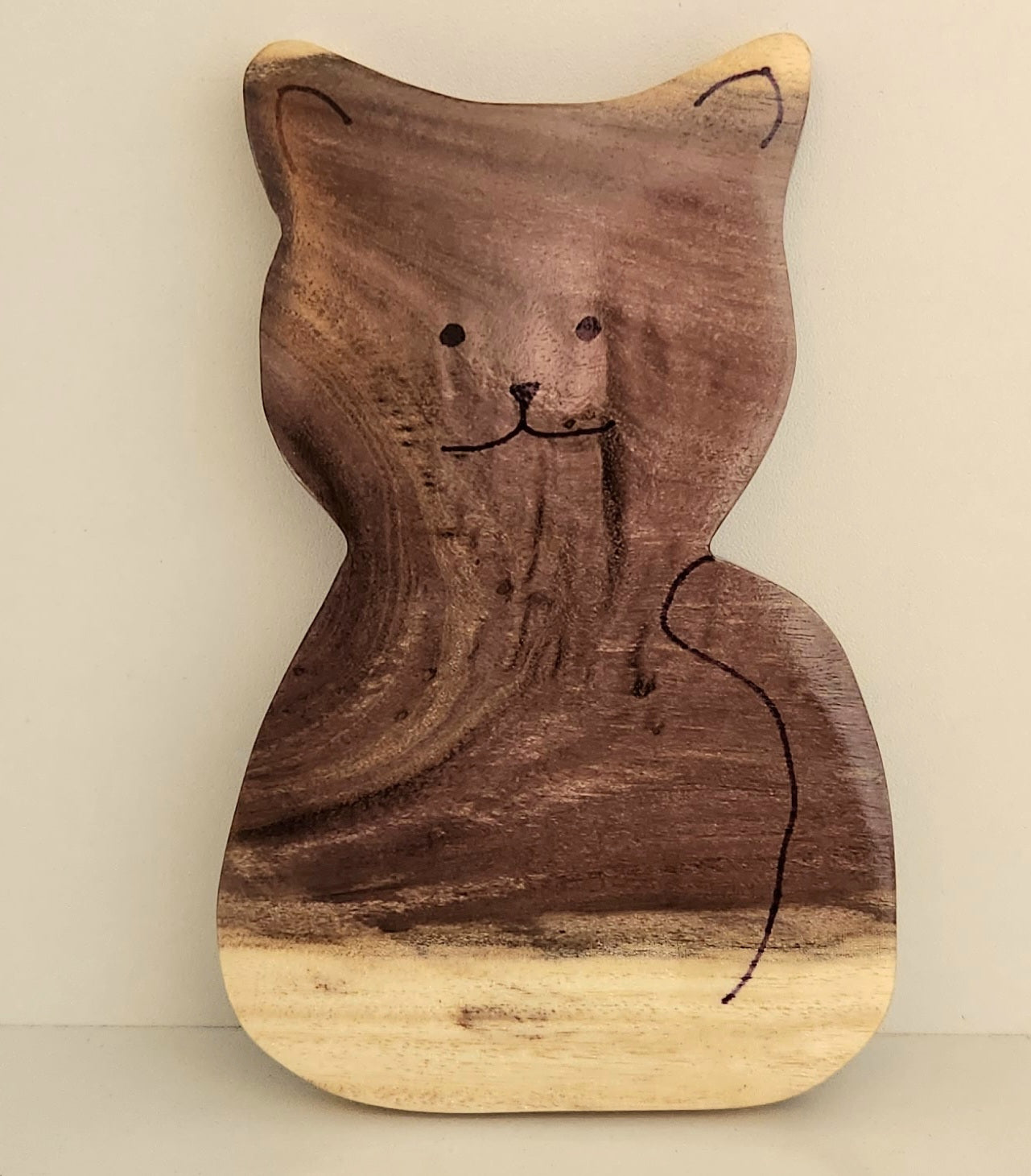 Hand Carved Kitty Cat Wall Hanging - from Local Burau wood