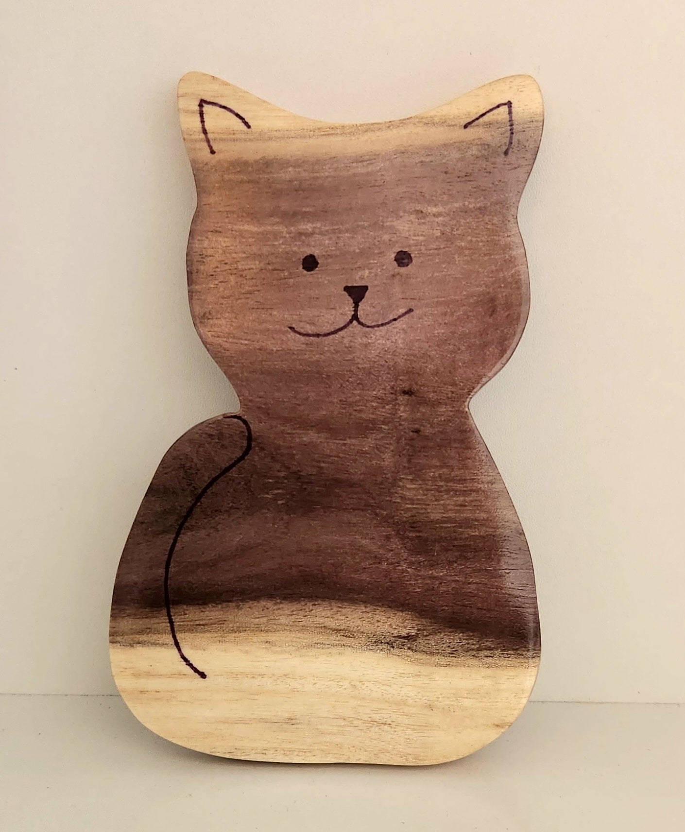 Hand Carved Kitty Cat Wall Hanging - from Local Burau wood