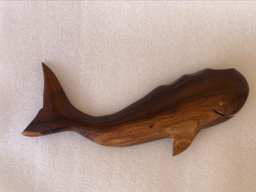 Handmade Whale Wall Hanging from local Miro wood - Large
