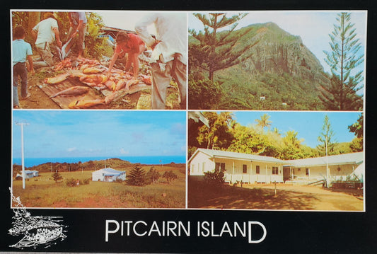 Pitcairn Island Postkarte - Unsere Insel 70er Jahre Stil
