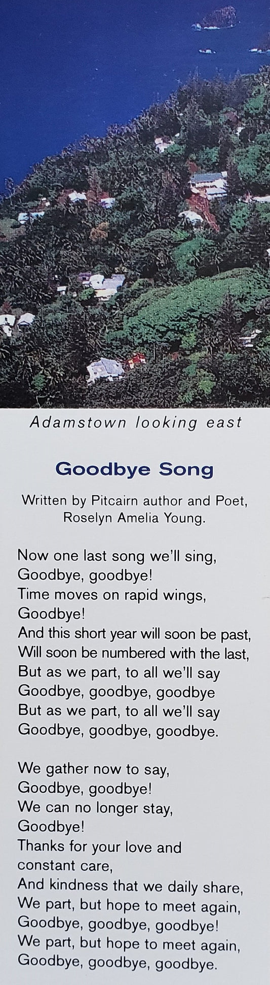 Bookmark - Pitcairn Island Goodbye Song