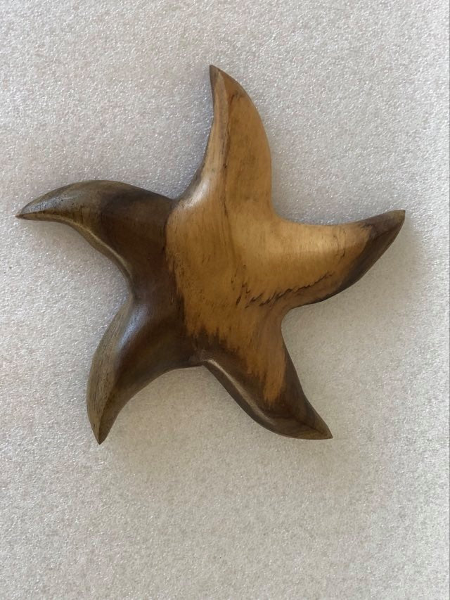 Imán para nevera hecho a mano con forma de estrella de mar en madera local de Miró - Pequeño
