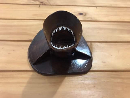 Hand Carved Shark's Head Wall Hanging in Local Miro Wood
