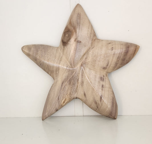 Estrella de mar tallada a mano para colgar en la pared de madera de burau local