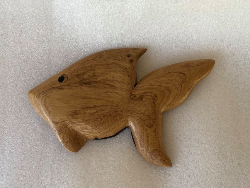 Handmade Goldfish Fridge Magnet in Local Burau Wood - Large