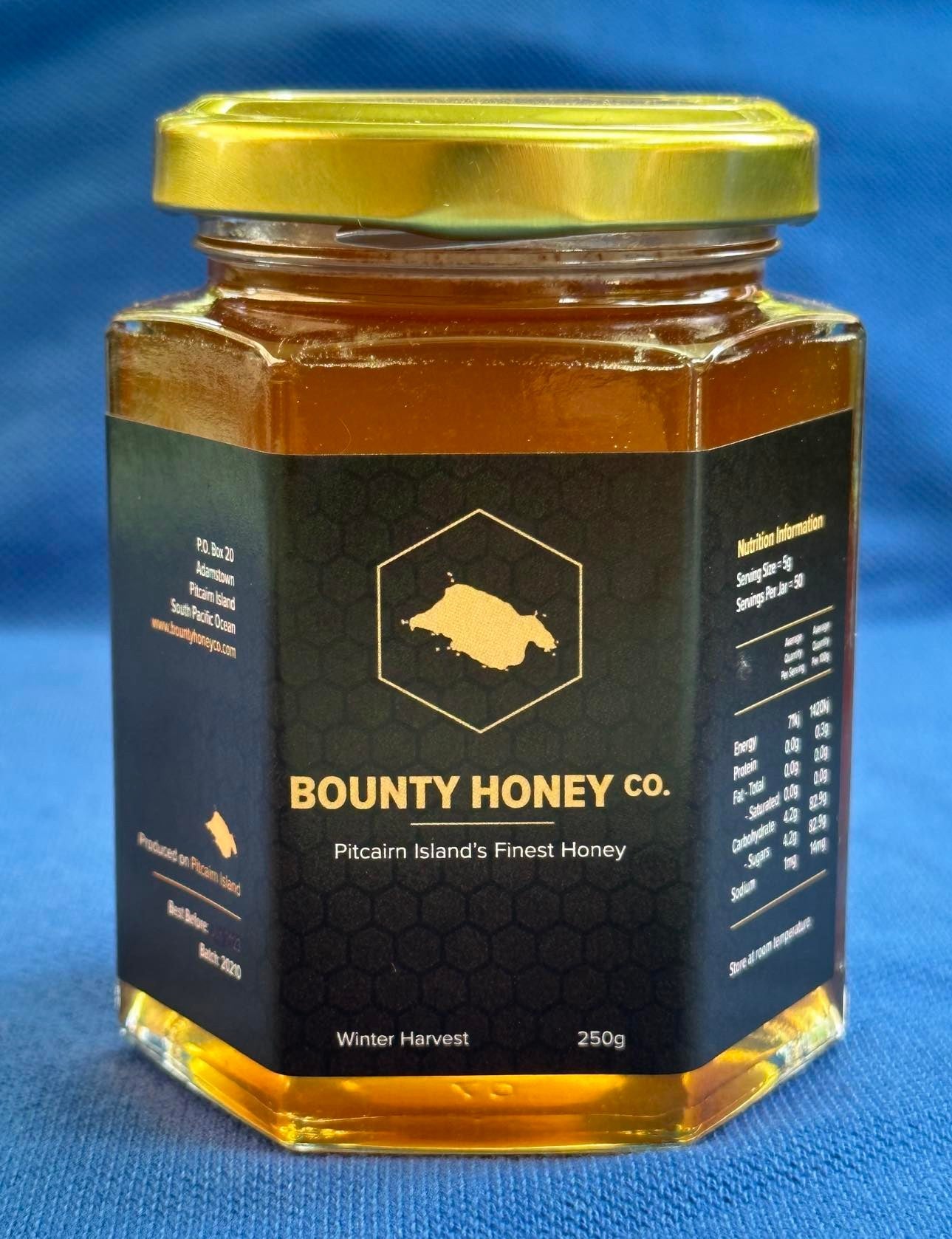 Pure Pitcairn Island Honey by the Bounty Honey Co.  Glass Bottle 250g